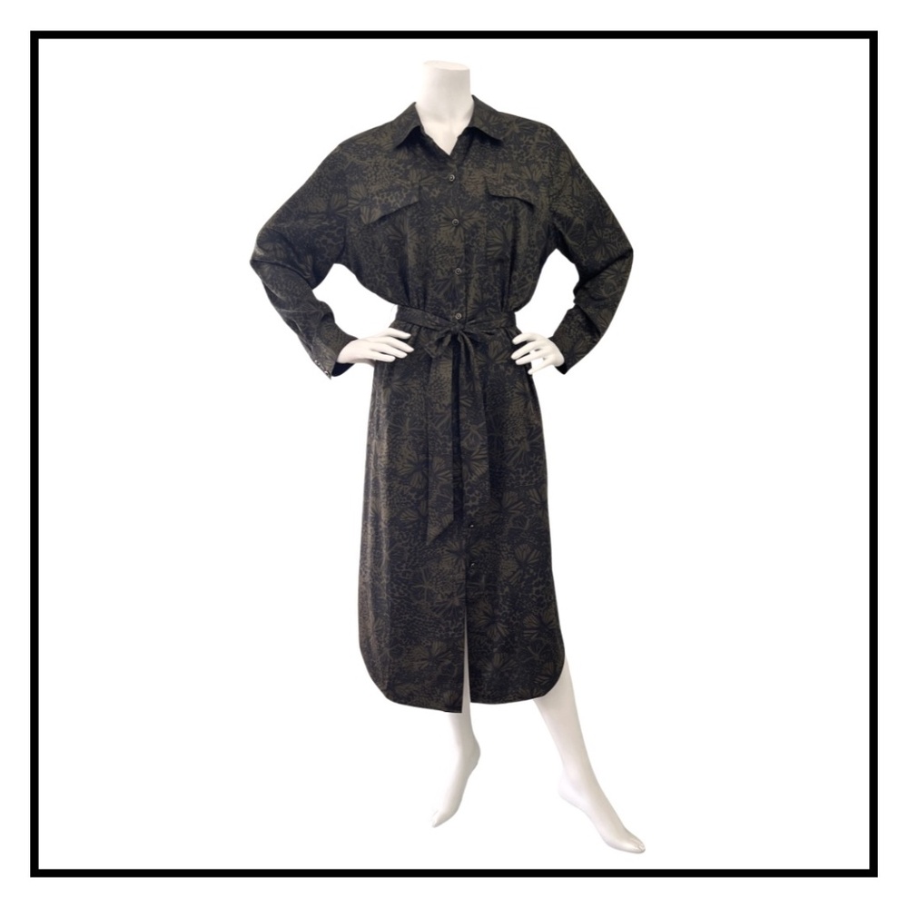 Chico's Satin Print Long Sleeve Shirt Dress